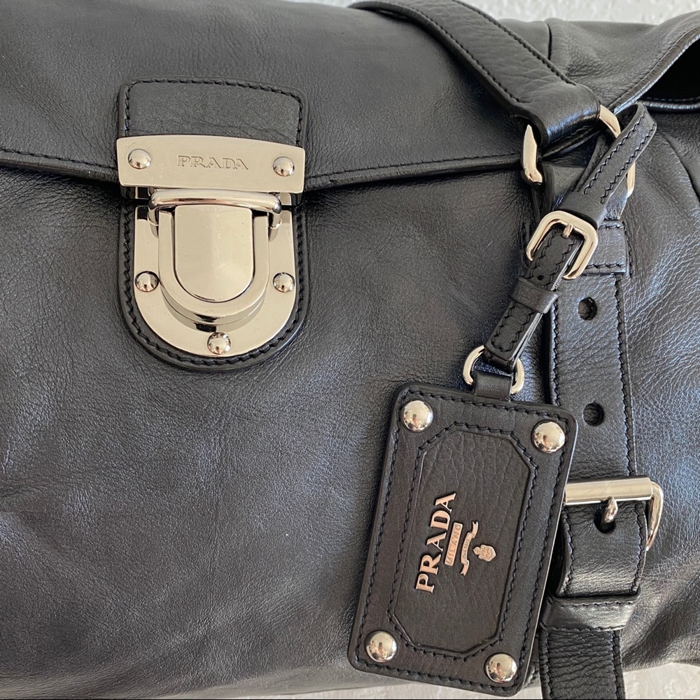 Prada Grayish Black Leather Tote Bag - Picture 9 of 15
